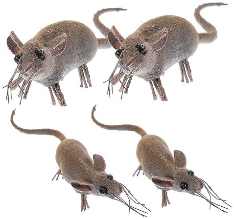 POPETPOP 4pcs Simulated Mouse Model Mice Miniature Figurines Artificial Craft Garden Tiny Adornments for Halloween Party Favor Festival Photo Props