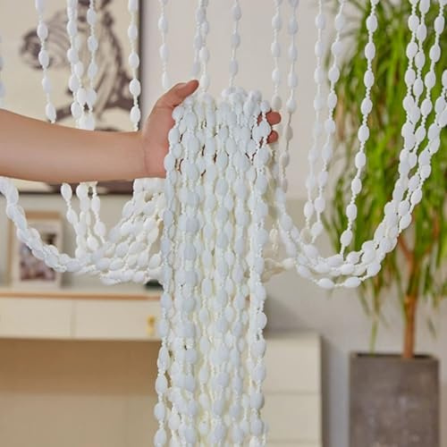 Odot String Door Curtain, Beaded Curtain with Fringe 1 Piece Rod Pocket Fly Insect Bug Screen for Doorway String Door Panel for Room Divider Decorative Party Bedroom (White,100x200cm)