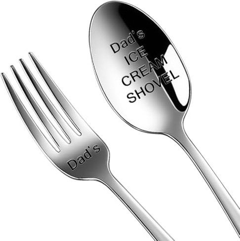 Customized Spoon Fork Set Coffee Spoons Ice Cream Spoon Teaspoons Dessert Spoons Forks Personalised Gifts for Fathers Day Anniversary Birthday Wedding Christmas