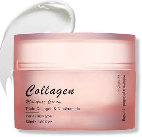 Triple Collagen Cream, Hydrating & Firming Collagen Jelly Face Cream with Niacinamide Hyaluronic Acid, Anti Wrinkle Face Cream for Women & Men, Korean Moisturiser for All Skin Types, Evens Skin Tone