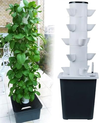 30 Pods Hydroponics Tower, Garden Hydroponic Growing System for Herbs, Fruits and Vegetables, Aeroponics Growing Kit with Hydrating Pump, Net Pots, Timer for Herbs, Fruits and Vegetables(25holes)