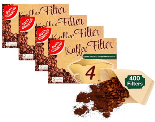 400 Pack - Coffee Filter Papers Size 04 – Disposable Unbleached Filters for Pour Over & Drip Coffee Makers, U-Shaped Filters for Smooth Brew