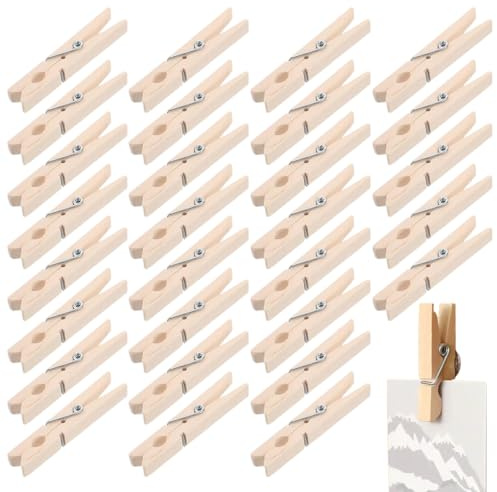 100 Pince Mini Pince a Linge, Epingle a Linge en photo,Mini Pince a Linge Bois,Pince à Linge Bois Sont Utilisées Pour Accrocher Des Photos