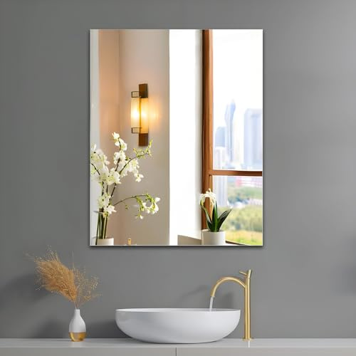 JMITHA HD Klebespiegel Spiegel 40x50cm Wandspiegel Klebespiegel Spiegelfliesen Selbstklebend Glas Rahmenloser Spiegel Spiegelfliese Badspiegel
