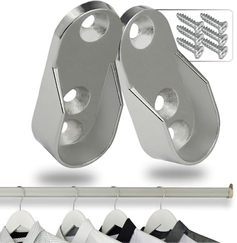 NIMA PARTS Lot de 2 supports de tringle à vêtements ovales en acier inoxydable 30 x 15 mm