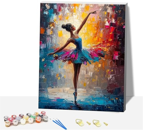 Paint by Number Kits,Wooden Framed Painting Kits on Canvas,Color by Numbers Adult Acrylic Watercolor Gifts for Friends Wall Decor (Dance)
