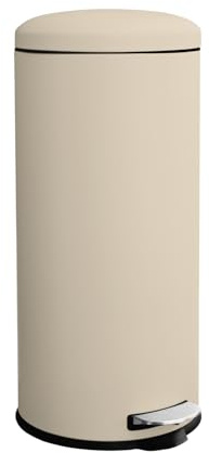 JM ·YIPENG Kitchen Bin,30L Pedal Bin with Soft Close Lid,Kitchen Pedal Bin with Removable Inner Bucket,Round Bins for Kitchen,Home Office,Cream