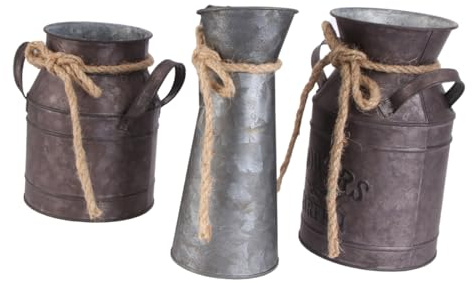 UKCOCO Cubos de Flores Color Aleatorio Retro de Hierro Estilo Rural Adecuado para Decoración y Obsequio Conjunto de 3 Macetas Decorativas para Hogar y Oficina