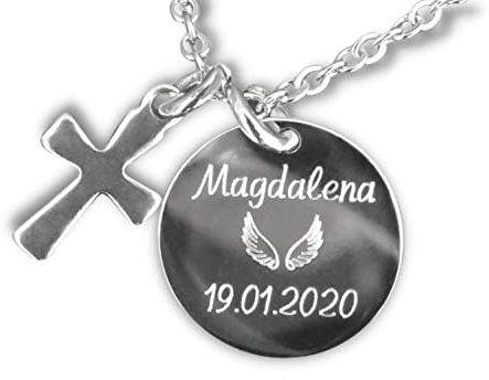 Taufkette, Kommunionkette, Kette für Kinder, Namenskette mit Gravur, Kette personalisiert, Kette Initialen, Kette silberfarben Edelstahl