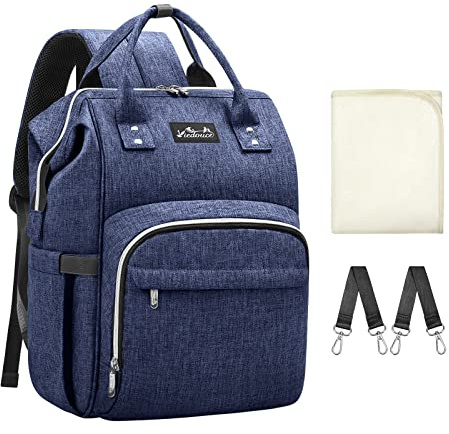 Viedouce Baby Wickelrucksack Wickeltasche Babytasche,Wasserdicht Oxford Große Kapazität für ausgehen,Multifunktional zum Rucksack mit 1 Stück Wickelauflage und 2 Kinderwagengurten