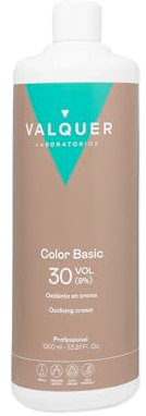 VALQUER Crème stabilisée à 9% de peroxyde d'hydrogène 30 volumes | Agent oxydant pour coloration et décoloration permanentes | Vegan, à base d'ingrédients d'origine naturelle | Professionnel | 1 L