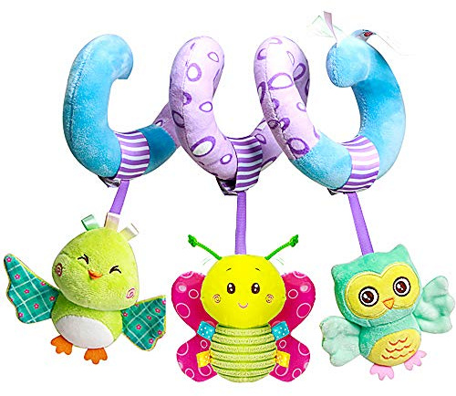 caterbee Car Seat Toys, Baby Activity Spiral Plush Stroller bar Toy Accessories, Cot Toys for boy or Girl (Sky)