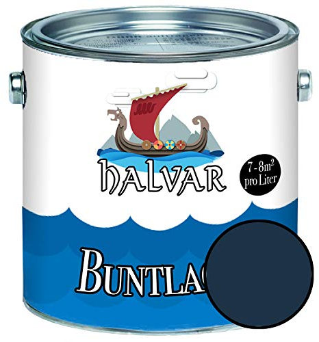 Halvar Buntlack für Holz & Metall MATT Blau RAL 5000-5024 Holzfarbe Holzlack Innen & Außen robuster Kunstharzlack Wetterbeständig & perfekter Langzeitschutz (2,5 L, RAL 5011 Stahlblau)