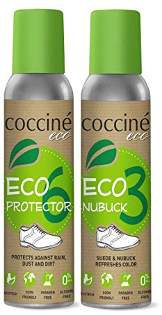 Coccine - Wildleder Pflege + Imprägnierspray Schuhe Set, Nubukleder Pflege, Impregnierungsspray Schuhe Universal, Suede Shoe Cleaner, Wildleder Imprägnierspray, Veloursleder Pflege - Farblos 2x200ml
