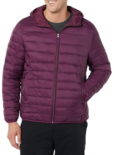 Amazon Essentials Doudoune à Capuche Légère, Paquetable et Résistante à L’Eau Homme, Violet Foncé, XL
