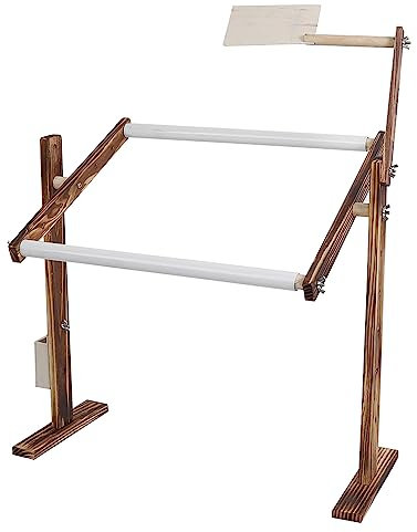 Natudeco Stickständer, Stickständer aus antikem Holz, höhenverstellbar, Kreuzstichrahmen, Nähzubehör, Stickkunstrahmen