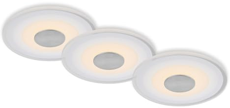 BRILONER Leuchten - 3er Set LED Einbauleuchten Decke, 650 Lumen, LED Einbaulampen, Einbaustrahler Bad, Badeinbaustrahler IP44, Aluminiumfarbig, 120x36 mm (DxH), 7043-039