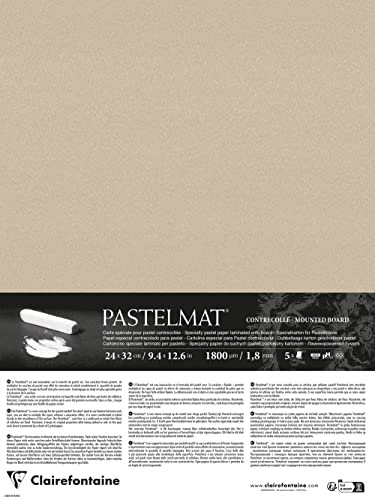 Clairefontaine 796015C - Packung mit 5 Bogen Pastelmat kaschiert, DIN A4+, 24x32cm, praktisch und sicher, 360g, Sand, 1 Pack