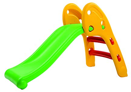 Sport1 scivolo per bambini 3 gradini ad iniezione e soffiaggio. Scivolo da giardino per bambini 1-3 anni super resistente. Scivolo per bambini da casa in plastica 110x54x70cm. Verde/Giallo. Max 25kg