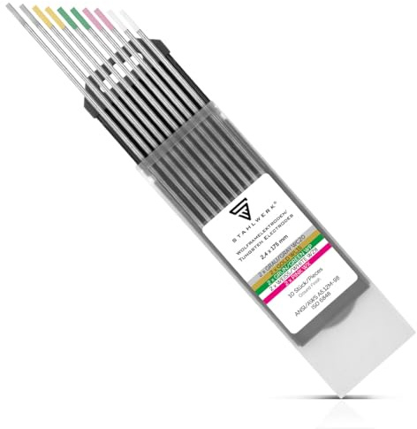 STAHLWERK WIG Wolframelektroden Schweißelektroden Ø 2,4 x 175 mm, 10 Stück | Je 2 Stück in 5 Sorten: WL15 Gold, WC20 Grau, WP Grün, WZ8 Weiß und WX Pink, langlebig, stabil, belastbar, universell passend