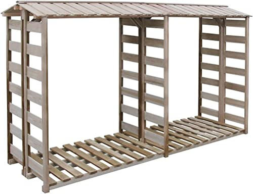 KOIECETA Brennholz-Lagerschuppen Kaminholzregal 300 x 90 x 176 cm Brennholz-Unterstand Brennholzregal Kaminholz-Unterstand Kiefernholz Imprägniert