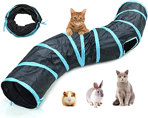RongQiLBB 2 Wege Katzentunnel Faltbare Katzen Tunnel Spielzeug Tunnel für Kätzchen, Welpen, Kaninchen, Meerschweinchen Indoor Und Outdoor (123cm Lang)