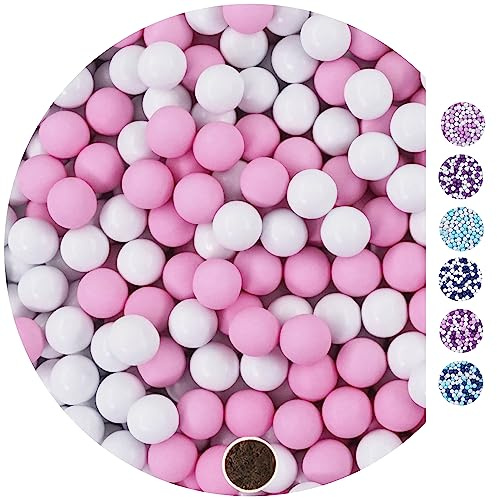 EinsSein 1kg Chocolat Dragees perles mariage Mix petit blanc-rose brillant 1 cm - dragées baptême communion amandes feter et recevoir fêter de fete couleur pas cher aux bombe tag voir mes etui