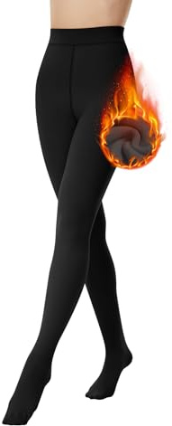FOTOCITI Thermo Strumpfhose Damen Winter Gefütterte Strumpfhose mit Fleece Bauchweg Warme Gefälschte Durchscheinend Thermostrumpfhosen Dicke Plüsch Pantyhose