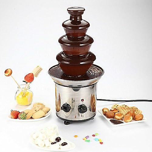 FJAUOQ Fuente De Chocolate De Fondue De La Fuente De Chocolate del Acero Inoxidable para El Hogar Fiestas De NiñOs Bodas Etc 4 Tier 170w