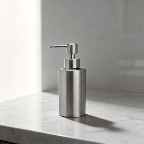 Seifenspender aus Edelstahl Silber Matt 250 ml, 304 Edelstahl, Waschbeckenpumpe, Flüssigseifenspender für Badezimmer, Küche, Waschküche