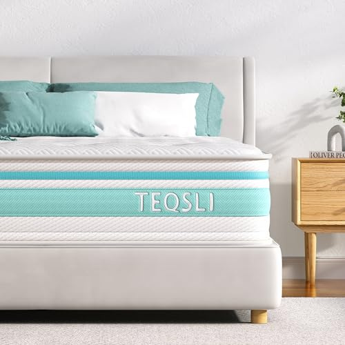TeQsli Single Mattress, 3FT 7-Zone Gel Memory Foam, 10 Inch Pocket Sprung Hybrid Orthopedic Mattress Medium Firm for Pressure Relief and Motion Isolation, Single (90x190x25cm)