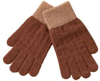 Warme kältebeständige Strickhandschuhe für Damen aus Samt mit fingerlosen Touchscreen-Handschuhen braun Einheitsgröße