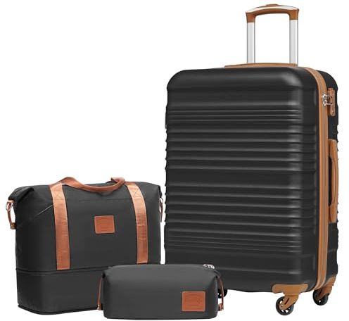 COOLIFE Luggage Sets 3 Piece 24 Inch Suitcase Large ABS+PC Hard Shell TSA