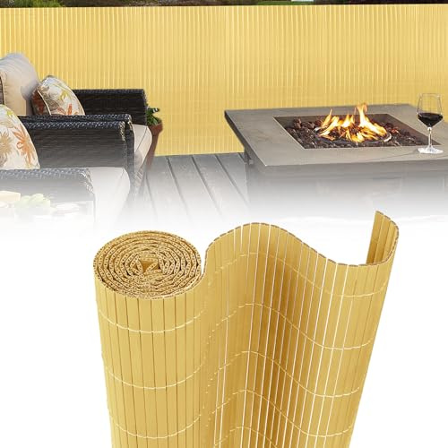 MAYTIIMO PVC Sichtschutzmatte Sichtschutzzaun mit Kabelbindern Balkon Sichtschutz Wetterfest UV-beständig für Garten Balkon Terrasse (120x500cm, Bambus)