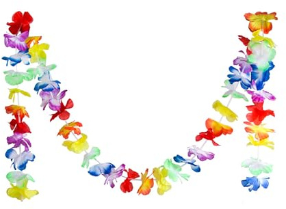 douyif Hawaiian Girlande De Blumen Hibiskus Hawaiian Blumengirlande Deko Hawaii Garland für Karneval Ostern Hawaii Tropische Sommer Strand Aloha Tiki Party Hängedeko 2 Meter
