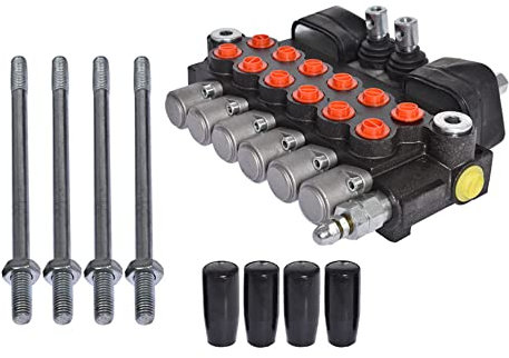 Válvula monobloque de control hidráulico direccional de doble acción, 6 carretes, 11 gpm, puertos sae, 2 joystick, válvula de control direccional hidráulico, 3625 psi, apta para tractores pequeños,