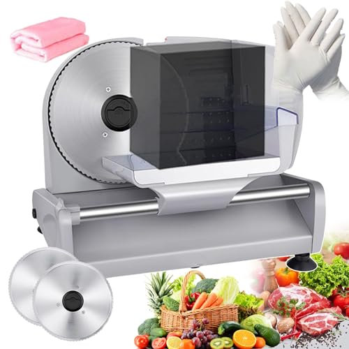 forplubossmmp Electric Meat Cutter Machine 200W Deli Food Slicer - Commercial Meat Slicing Machine Beef Slicer - Electric Meat Cutting Machine for Meat, Cheese, Bread, Fruits, Vegetables, Sausage