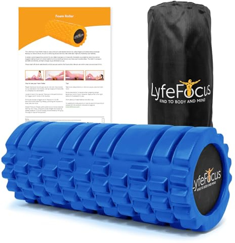 LyfeFocus Premium Trigger Point Foam Roller - Multi Pressure Point with 3 Unique Moulds for Muscle Tension - Specialist Approved Sports Massage Roller for Deep Tissue Therapy - with Carry Bag (Blue)