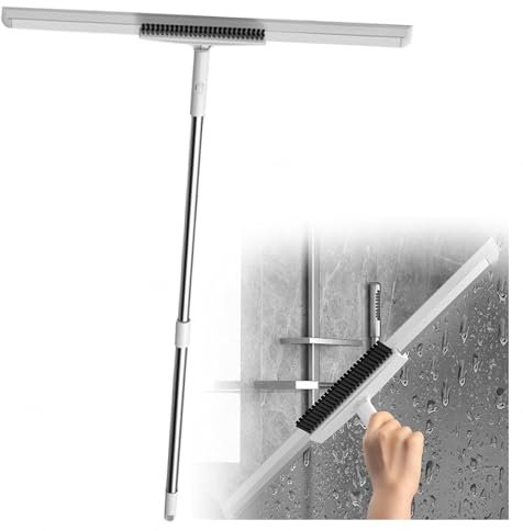 RYJYQYX Escoba Mágica, Multifunción con Mango Largo de 125cm Escoba De Goma para Pelo De Mascota, Escobilla De Goma para Suelos De Hormigón Limpia Vidrio,Polvo Fino,Cabello Y Líquidos