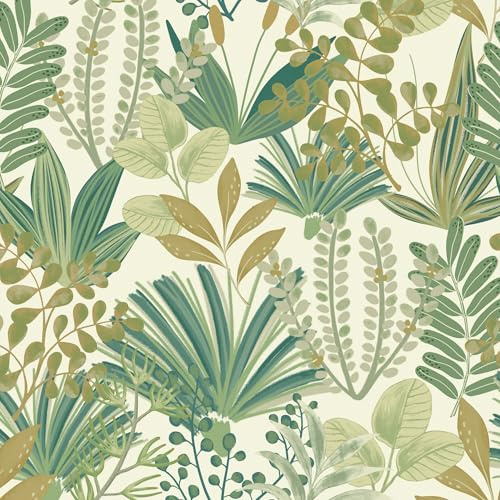 Ismoon Green Peel and Stick Wallpaper Boho Contact Paper Tropical Botanical Wallpaper Leaf Removable Self Adhesive Wall Paper for Cabinet Bedroom Vinyl Prepasted Wallpaper Roll 17.3x78.7in