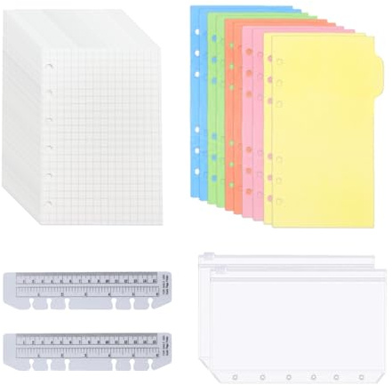 2 Intercalaires, 2 Pochettes De Rangement, 2 Règles Souples, 2 Papiers Millimétrés, Un Ensemble De Cahiers À Feuilles Mobiles, Un Ensemble De Remplacement De Cahier