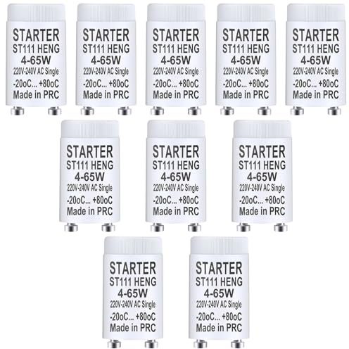 10 Stück Starter Leuchtstoffröhre ST111 4-65W 220-240V Leuchtstoff Starter | Röhrenlampe Starter Langes Leben Starter für Leuchtstofflampen Fuoreszierendes Licht Einzelschaltung von Leuchtstoffröhren