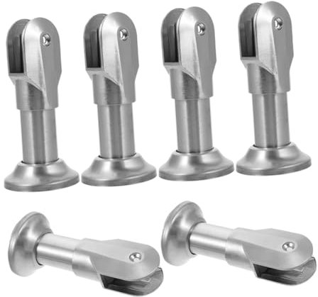 Cabilock 6pcs Stainless Steel Partition Foot Holder Support Foot for Toilet Bathroom Stainless Steel Partition Fitting Public Restroom