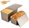 Juego de 2 moldes antiadherentes para pan, de acero al carbono, con tapa deslizante, ideal para hornear pan, pasteles y tostadas, con orificios de ventilación para un horneado rápido (estilo ondulado)