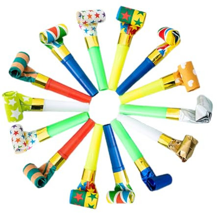 LONZIKP 15 Stück Tröten Kindergeburtstag Krachmacher Partyspass Scherzartikel Party Tröte Zubehör Spaß Lustige Spielzeuge Für Neujahr Geburtstag Kinder Party Weihnachten (Farbig Gemischt)