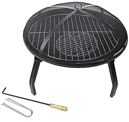 Braciere da Giardino in Metallo per Esterni con Barbecue, riscaldatore per griglia, braciere in Metallo Nero per Barbecue, Decorazione per Patio, Stufa per braciere