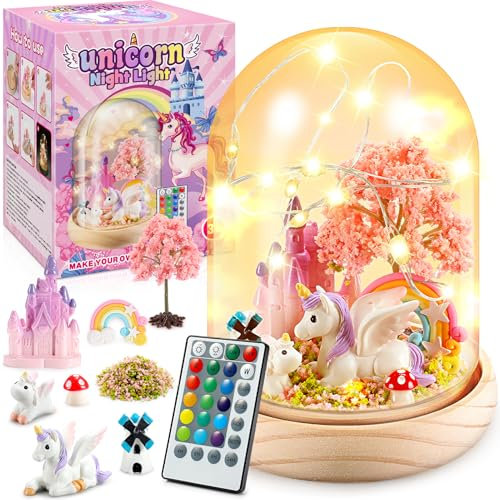 Dislocati Regalo Bambina 3-12 Anni, Luce Notturna Bambini Unicorno Lampada Kit di Bricolage per Bambini – Luce con 16 Colori + 4 modalità, Timer di Sicurezza, Luminosità Regolabile, Regalo Natale