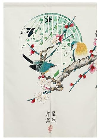 Eseriallen Noren Japanische Vorhänge Baumwolle Leinen Türvorhang Tapisseri für die Heimtextilien Raumteiler Hellgrün 1 90 x 120cm