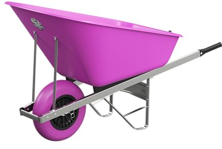 Agri Barrow Wheel Barrow 160 Litre Plastic Wheelbarrow with Puncture Proof Tires, Pink - Ideal for Equestrians, Gardeners, Yard & Garden Maintainers, Farmers, Stable Workers, Allotment Owners