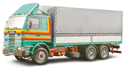 Italeri 90762 Scania 142H 6x2 Canvas, Maßstab 1:24, Plastic Model Kit/Kunststoffmodell zum Zusammenbauen